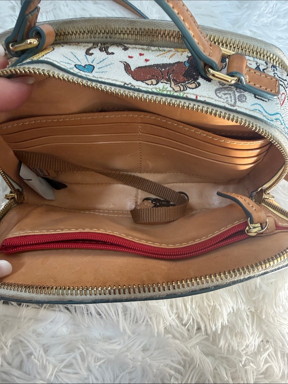 Disney Dooney and Bourke Dogs Paw Prints Sketch Ambler Crossbody Bag - Picture 5 of 16